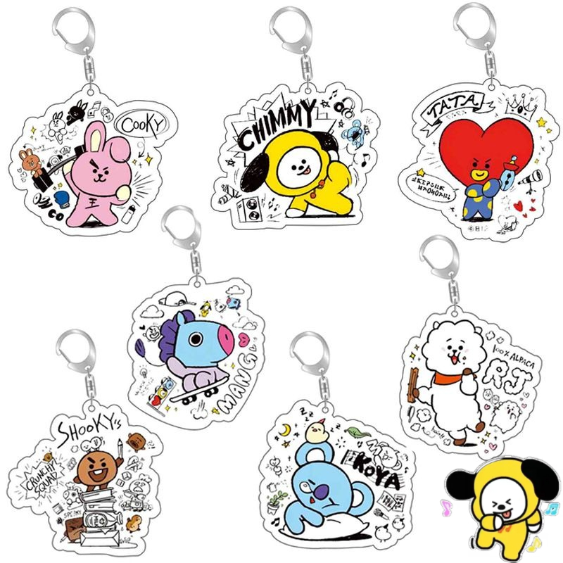 Anime Merchandise Wholesale - Portachiavi in acrilico BT21 anime cartoon,